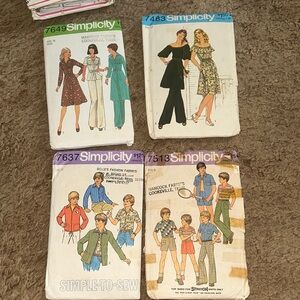 Vintage 1976 simplicity sewing patterns 4pc lot